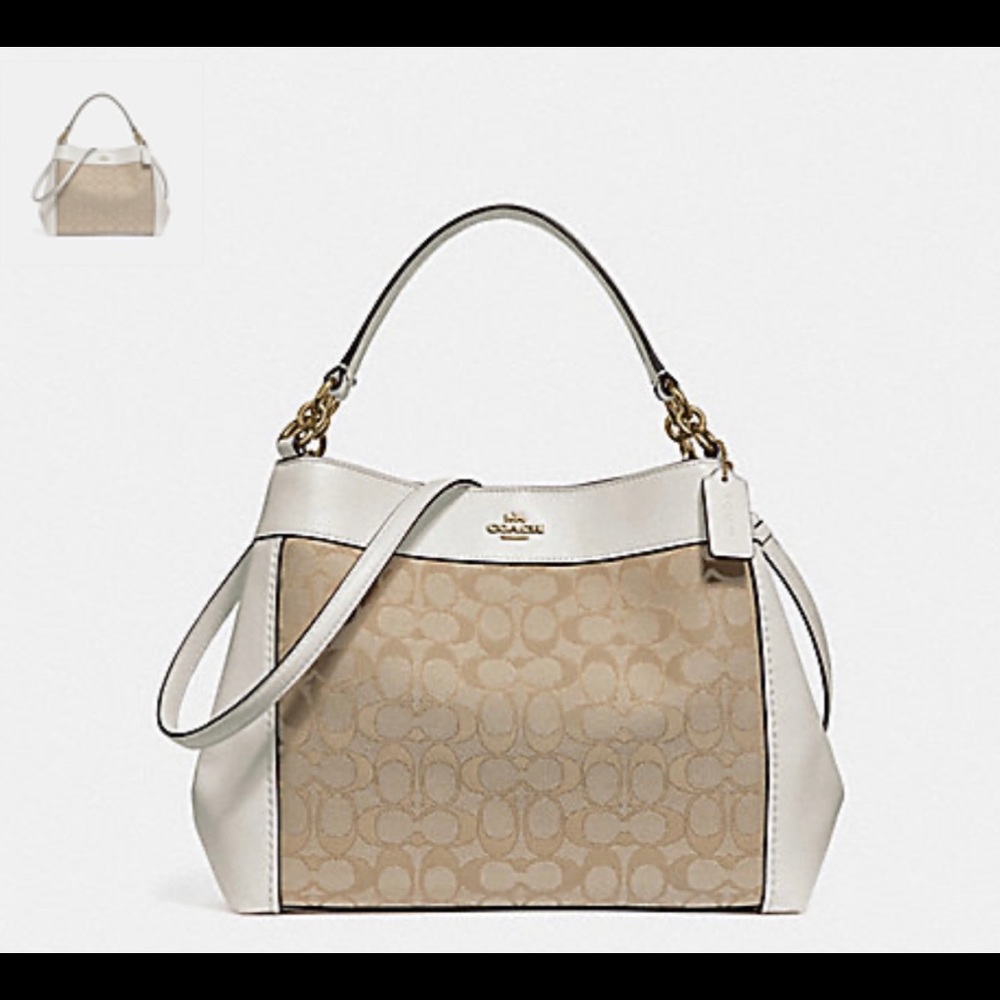 Coach Lexy in chalk with signature jacquard.